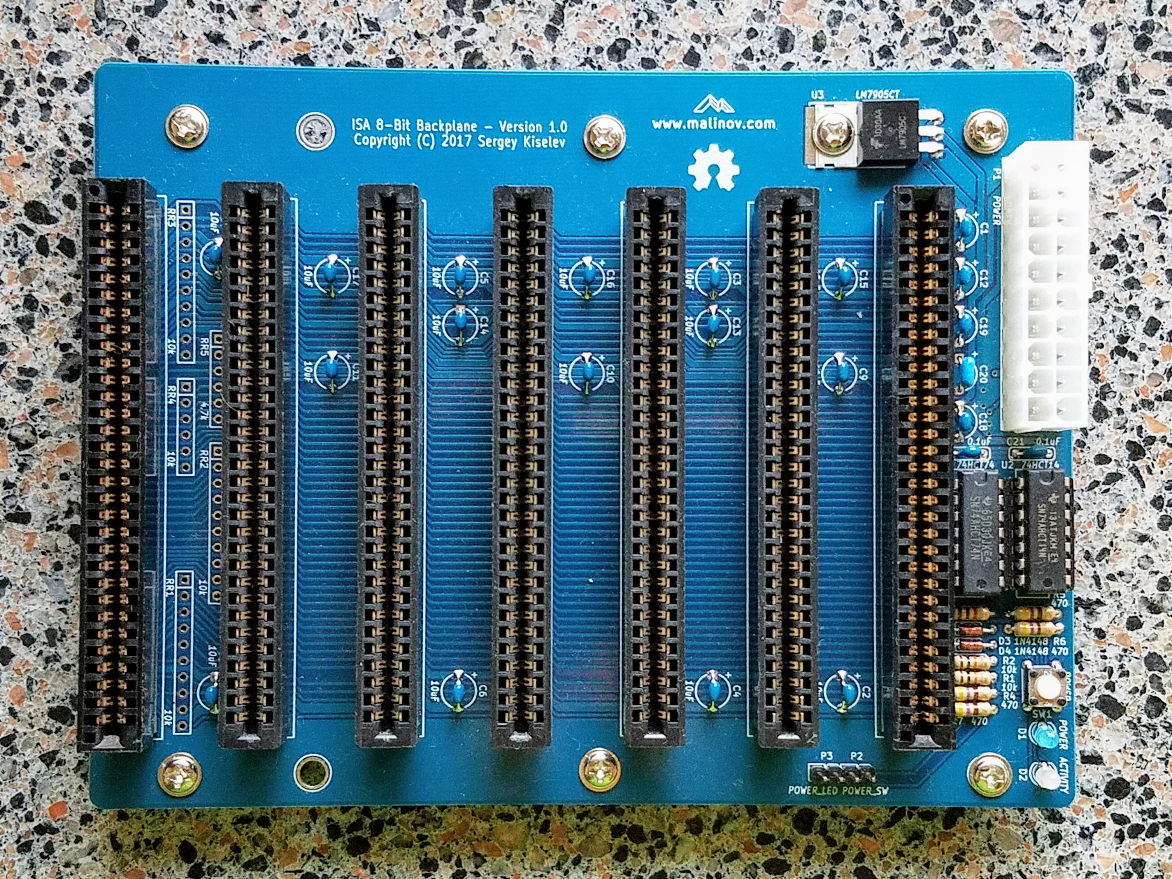 ISA 8-bit Backplane V1.0 Assembled Board