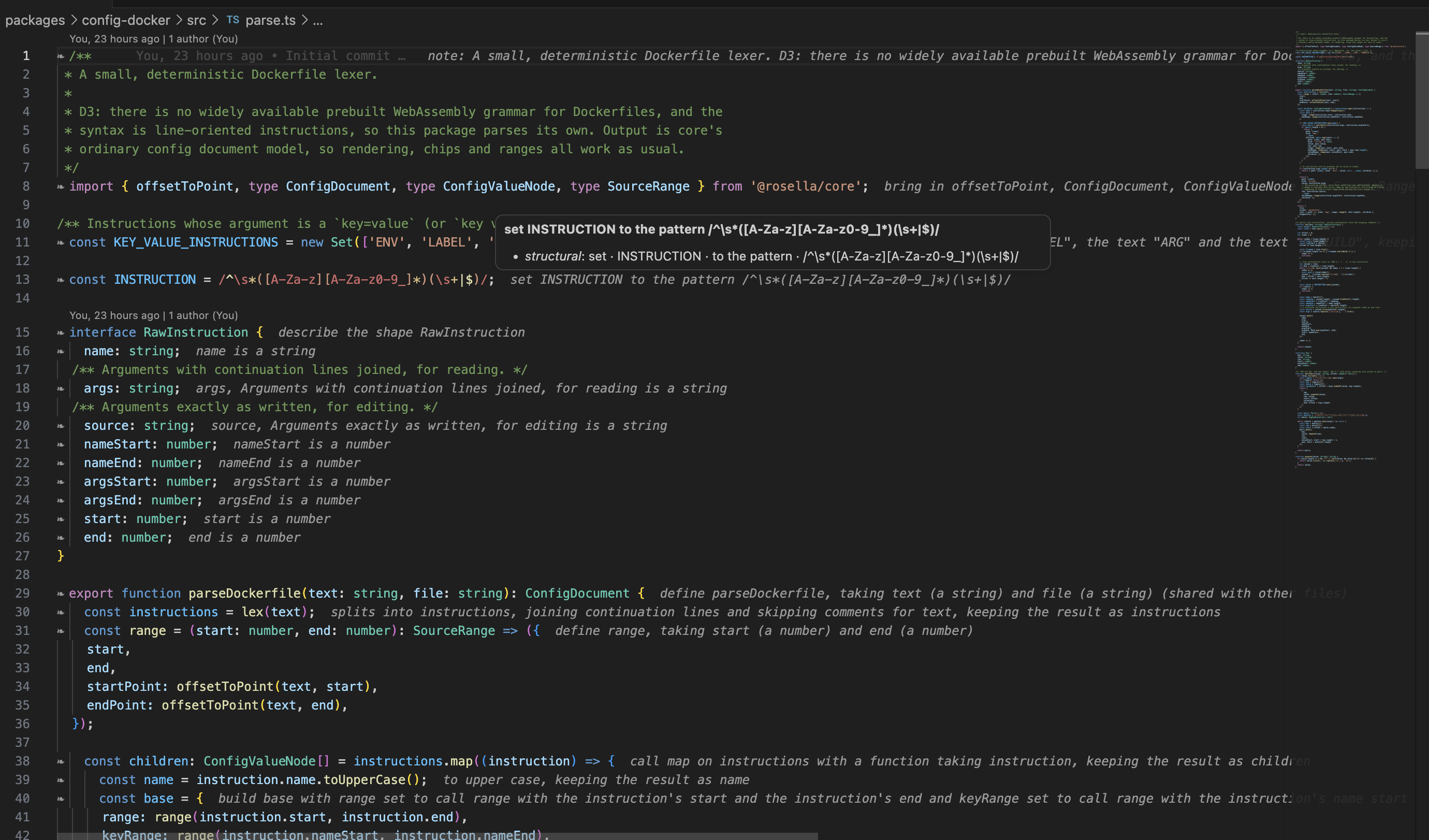 Hybrid mode: marginalia at end of line, with a provenance hover