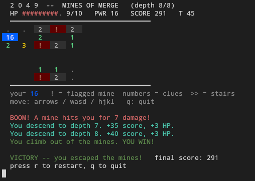 2049 - Mines of Merge in a terminal
