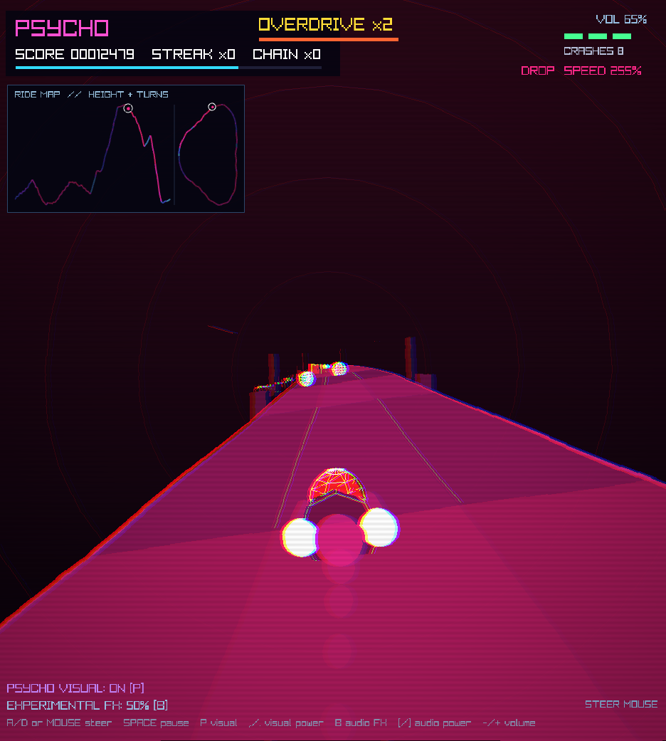 PSYCHO racing down a fast, music-generated descent
