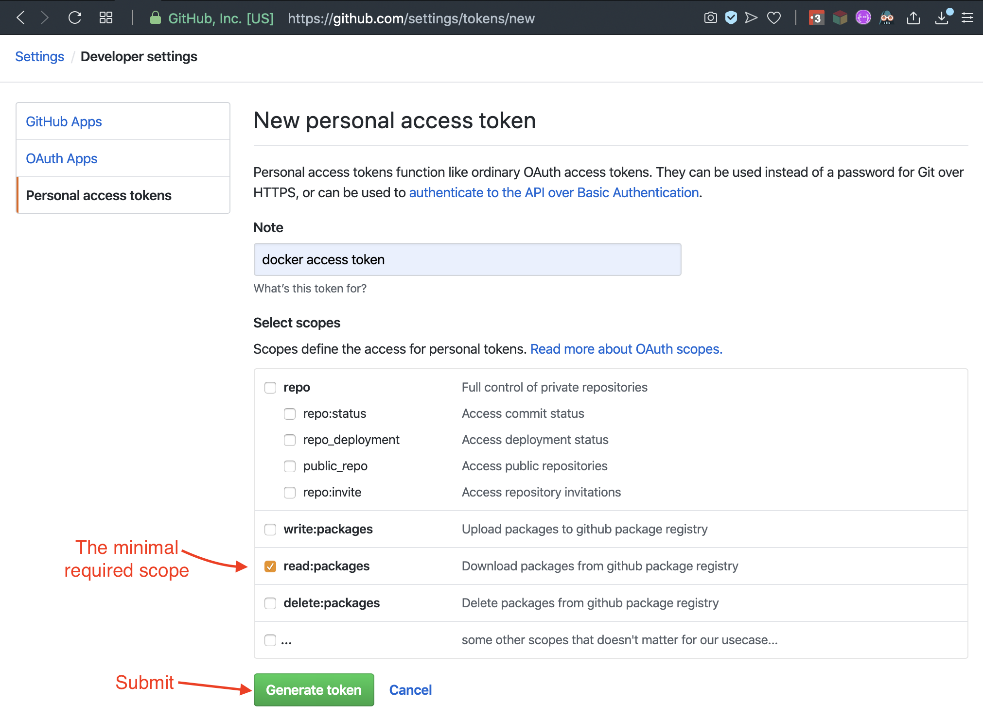 How-To generate github Token