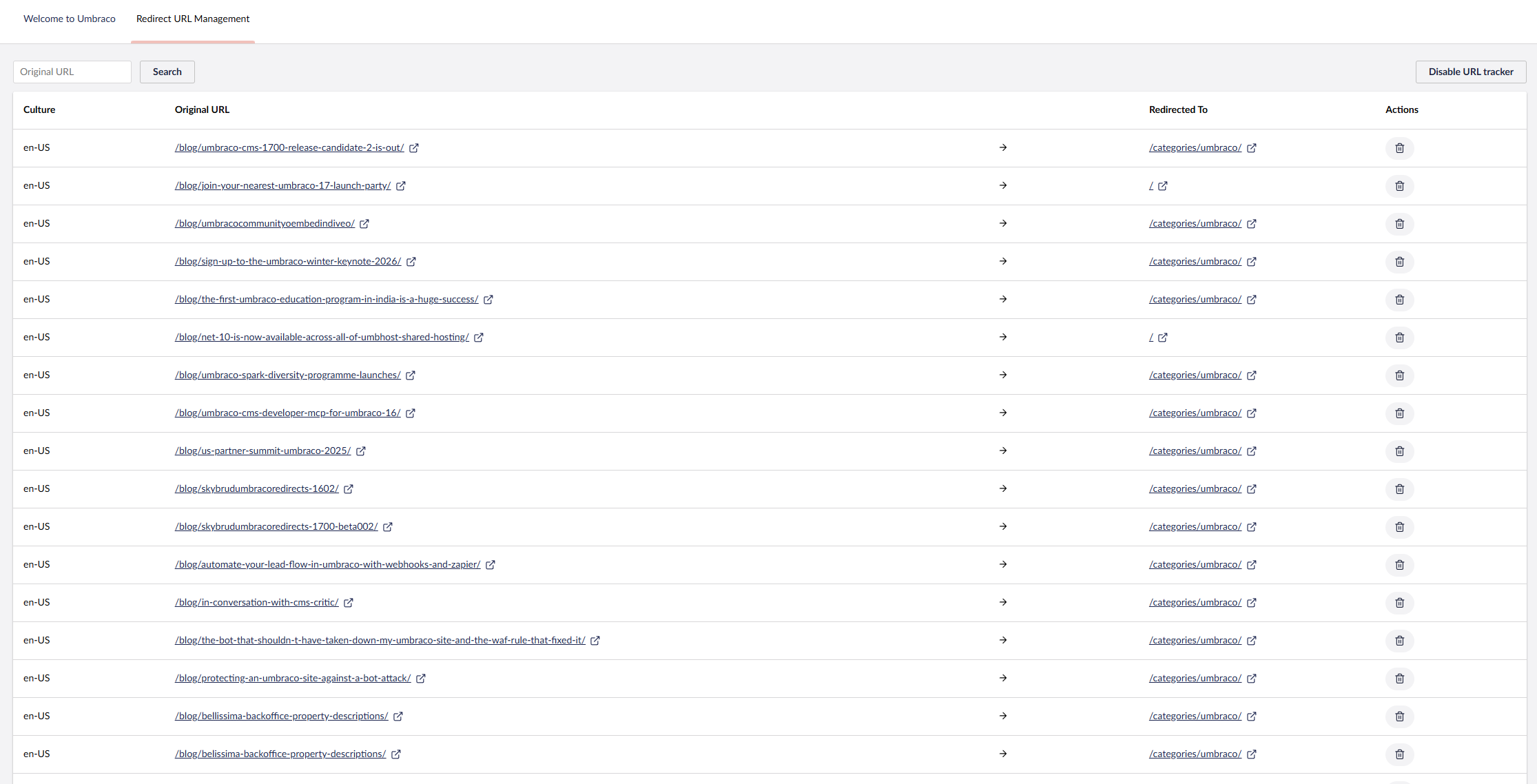 Redirect management