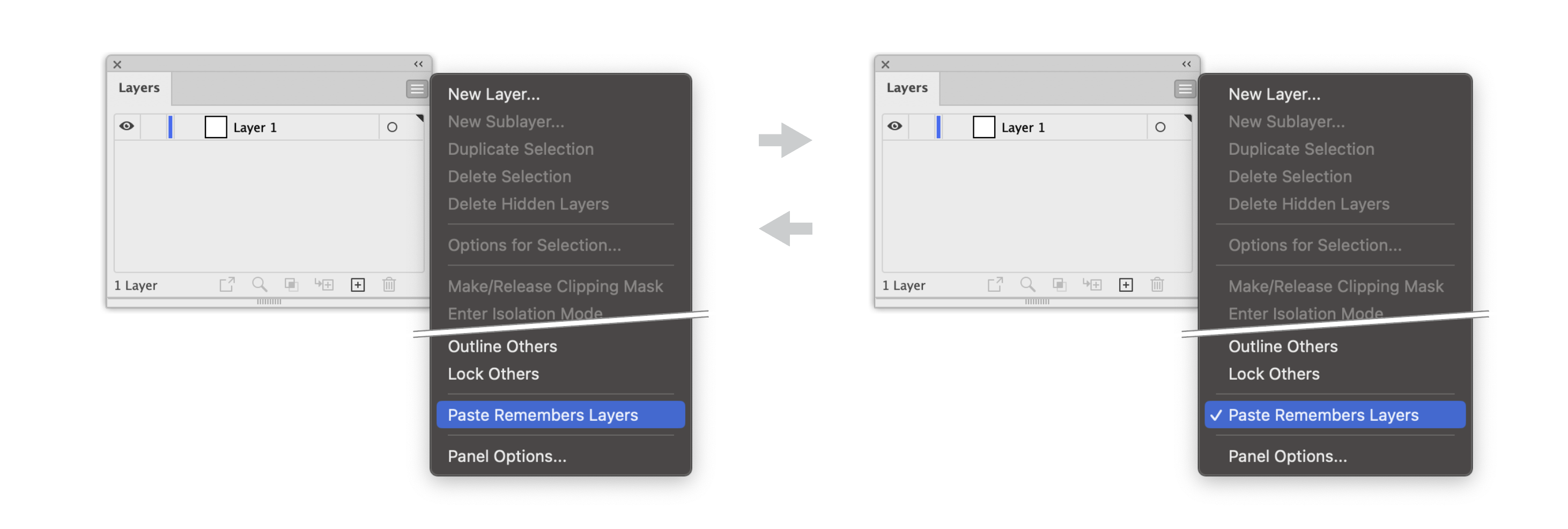 Toggle Paste Remembers Layers