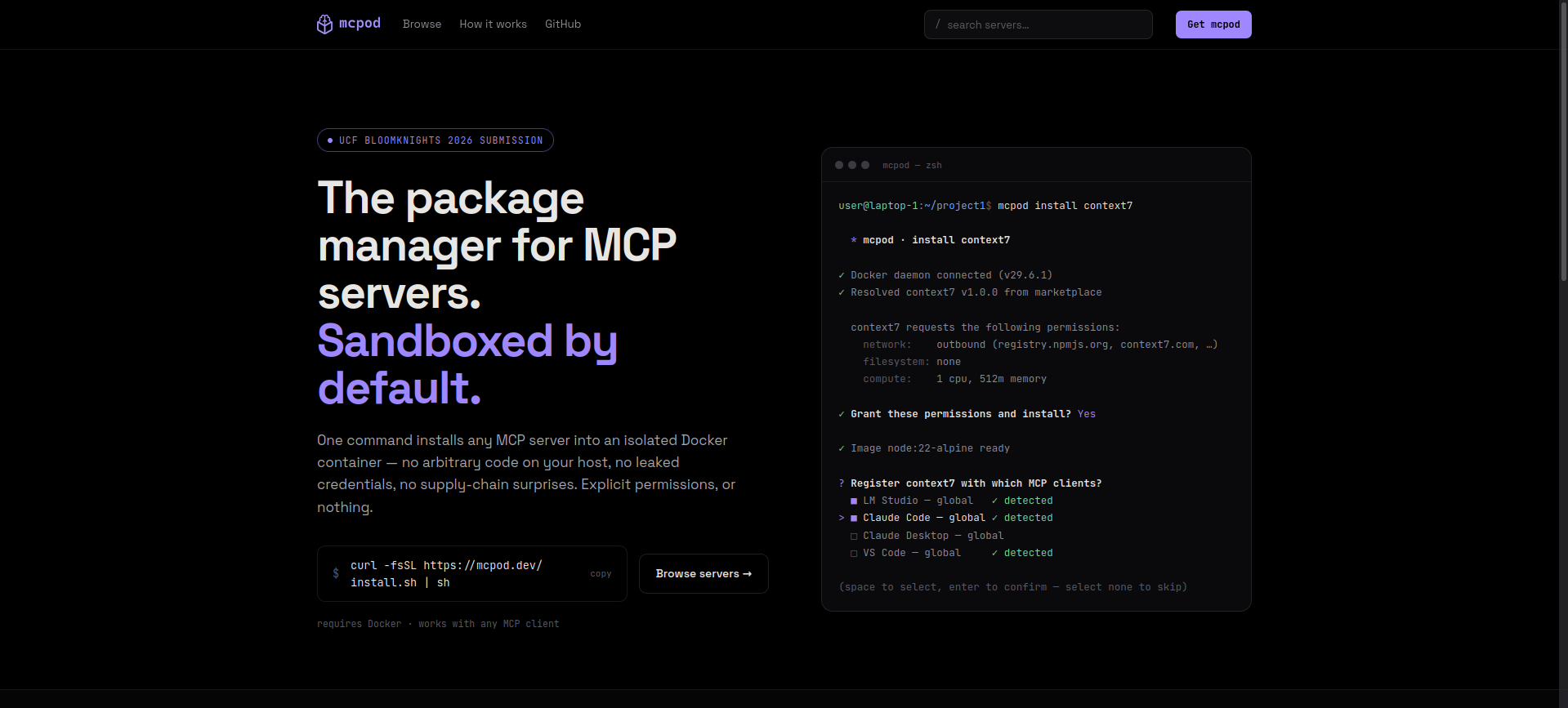 mcpod landing page