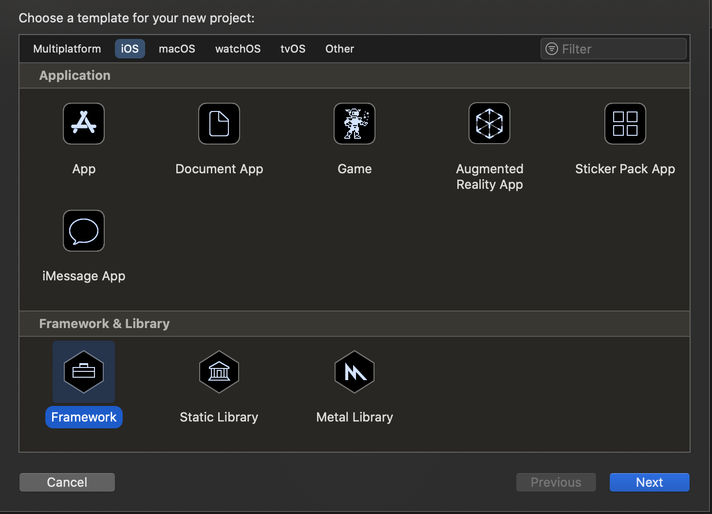 Xcode Framework Types