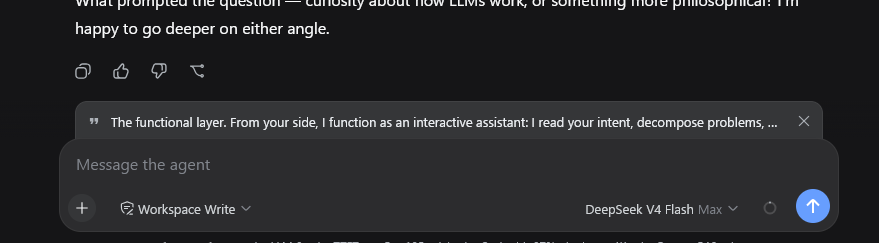 Toolbar above a selected AI reply