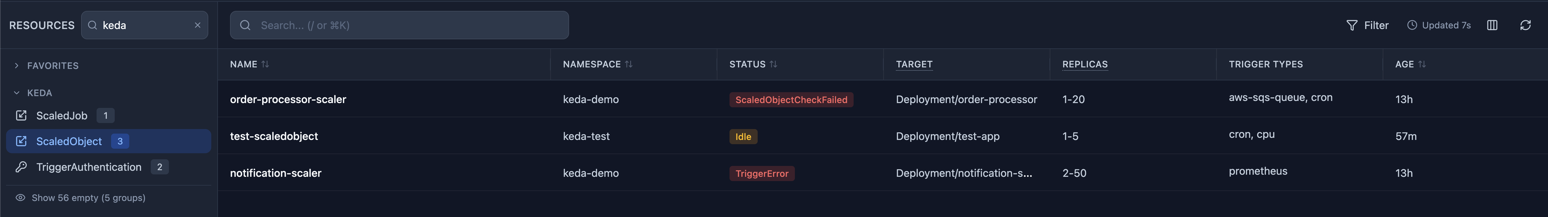 ScaledObject List