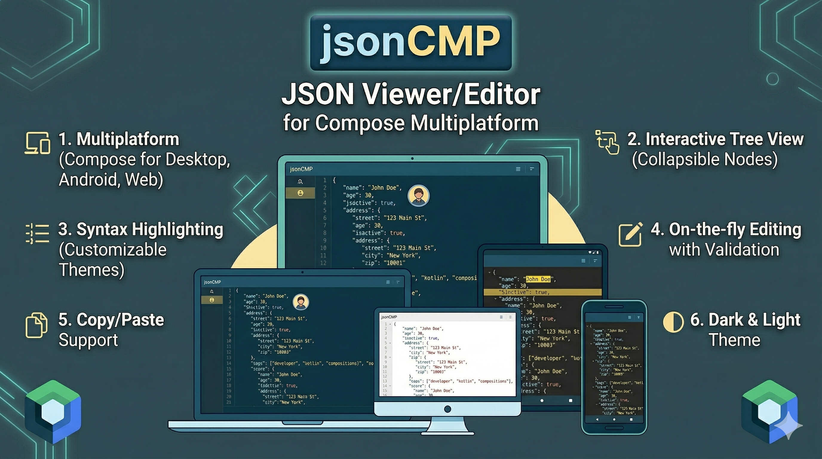 JsonCMP — JSON Viewer/Editor for Compose Multiplatform