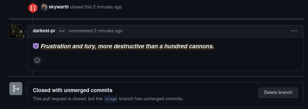 Pull Request Closed without merge