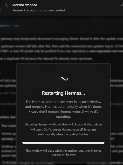 Hermes restarting