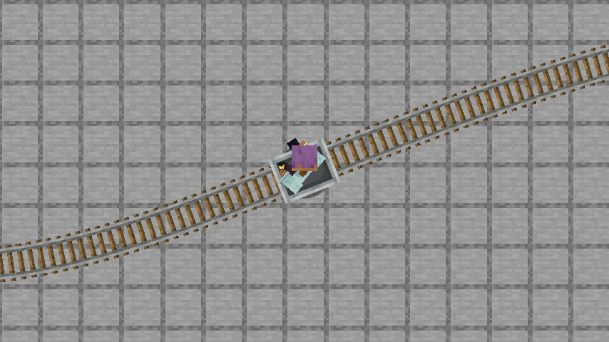 A minecart riding a smoothed curve