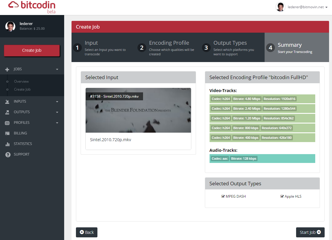 bitcodin Job Wizard Overview