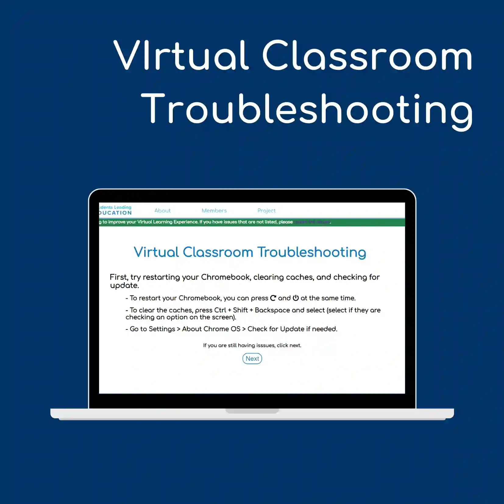 Virtual classroom troubleshooting
