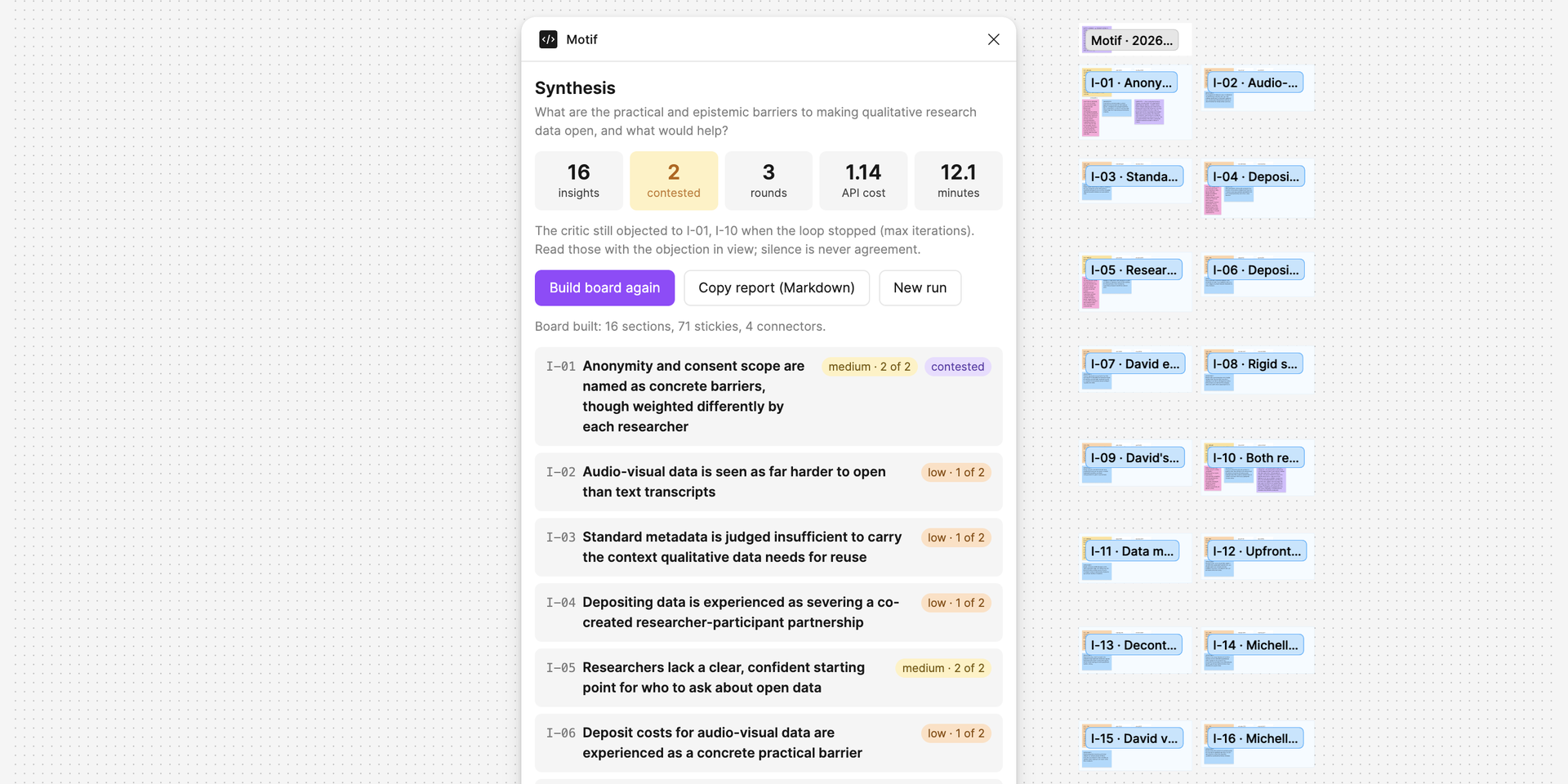 The first carousel image on the Motif Community listing: a board overview.