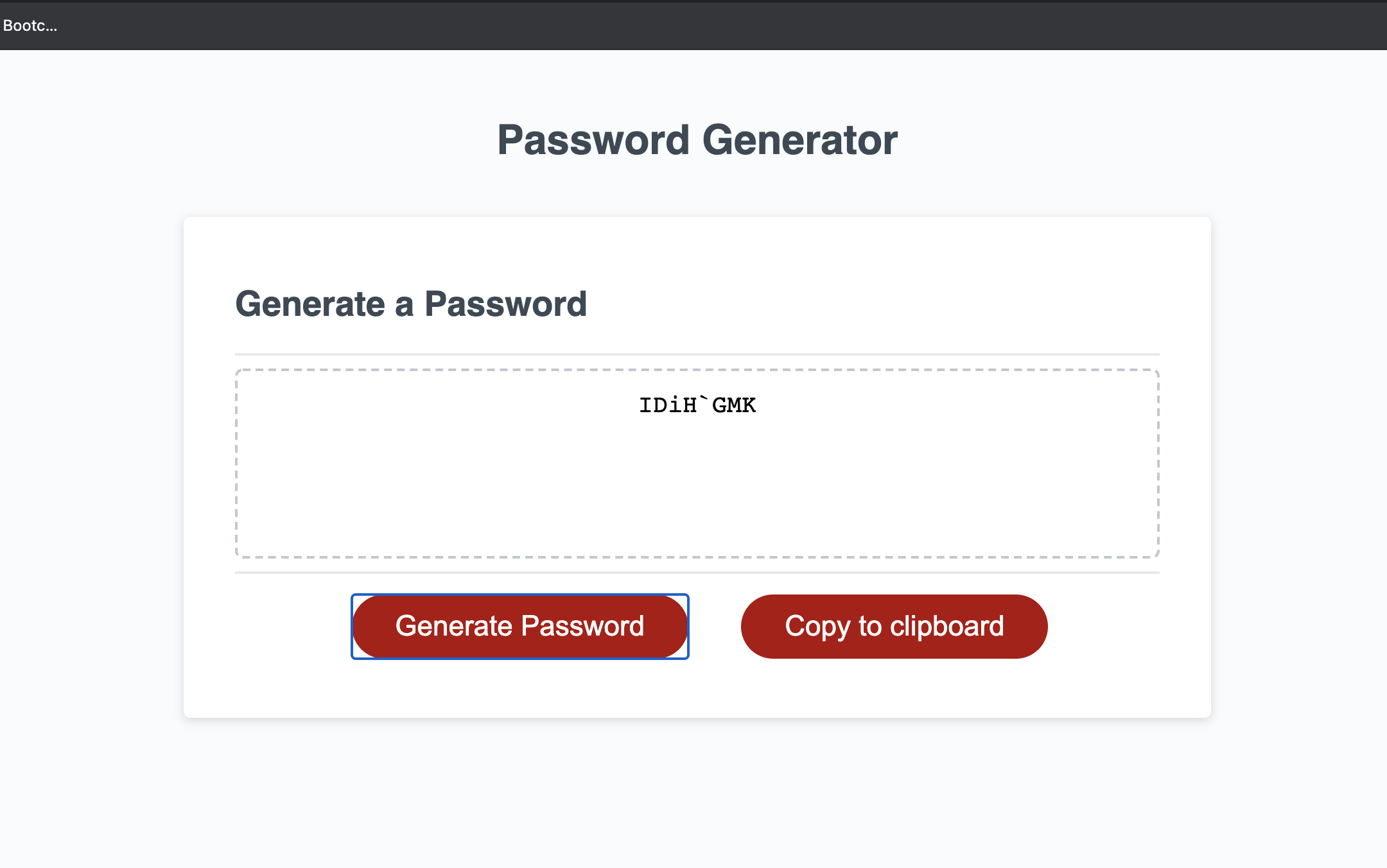 the generated password