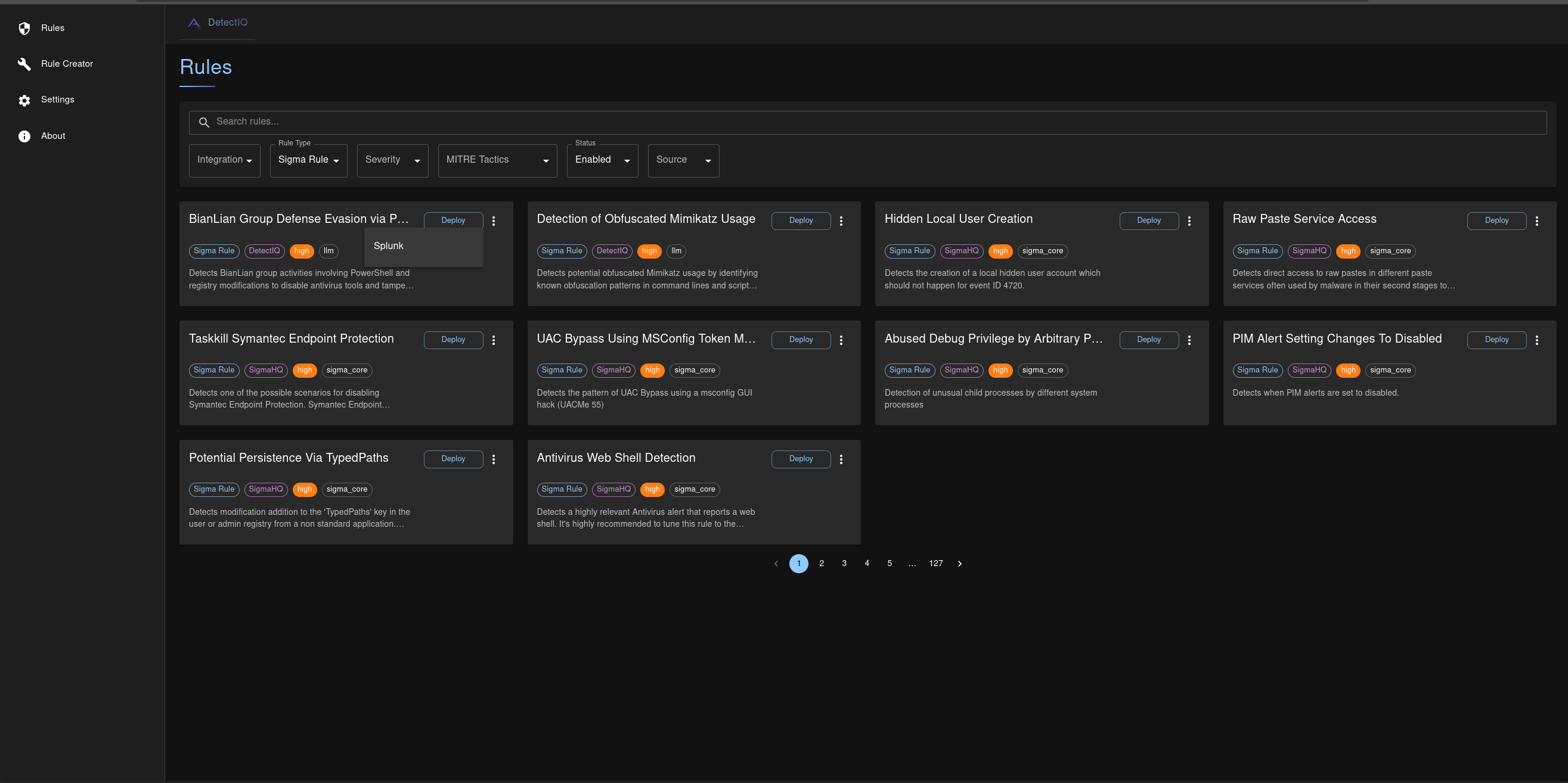 Rule Dashboard with Splunk Deployment Option