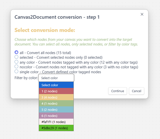 canvas2document conv mode seletion