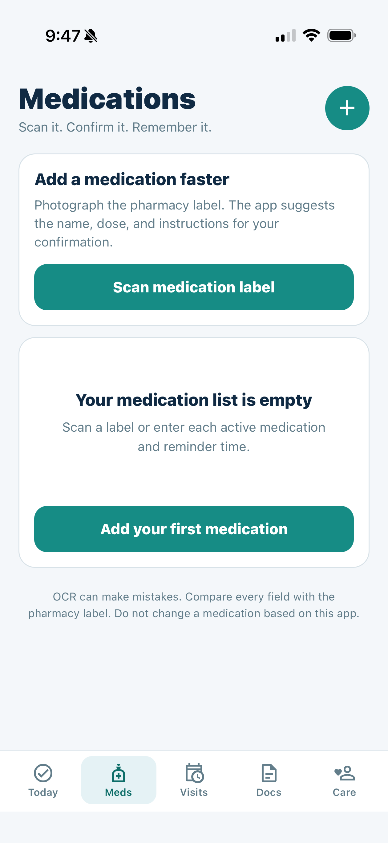 MyHealthVaultAI medication management on iPhone