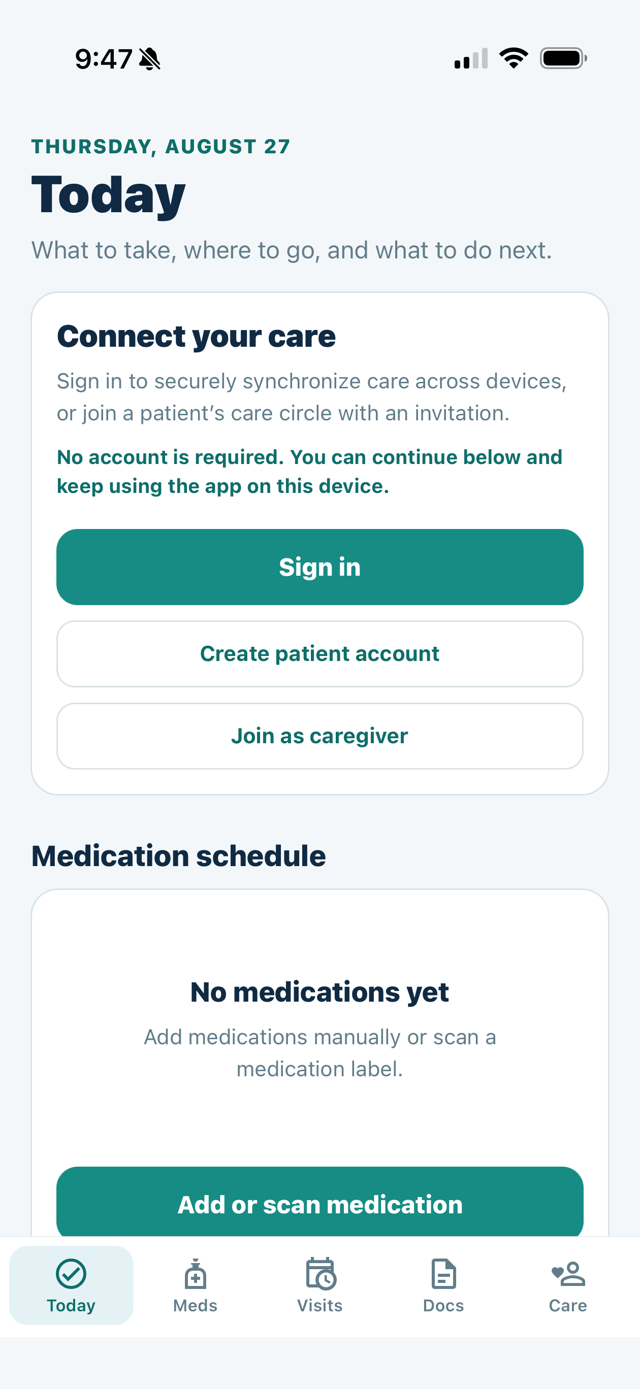MyHealthVaultAI Today screen on iPhone