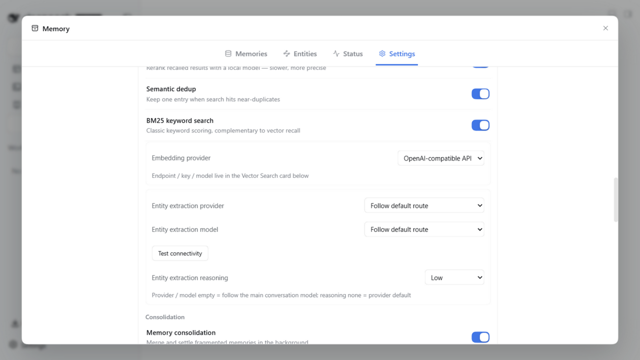Memory settings