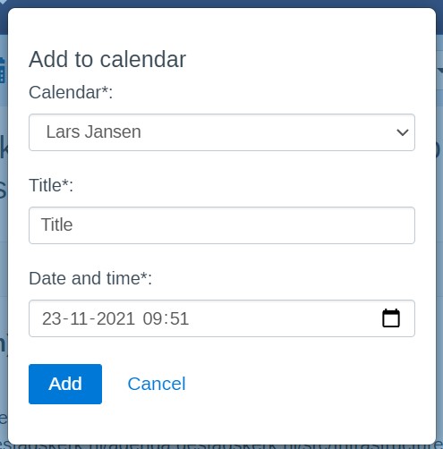 Add to calendar modal