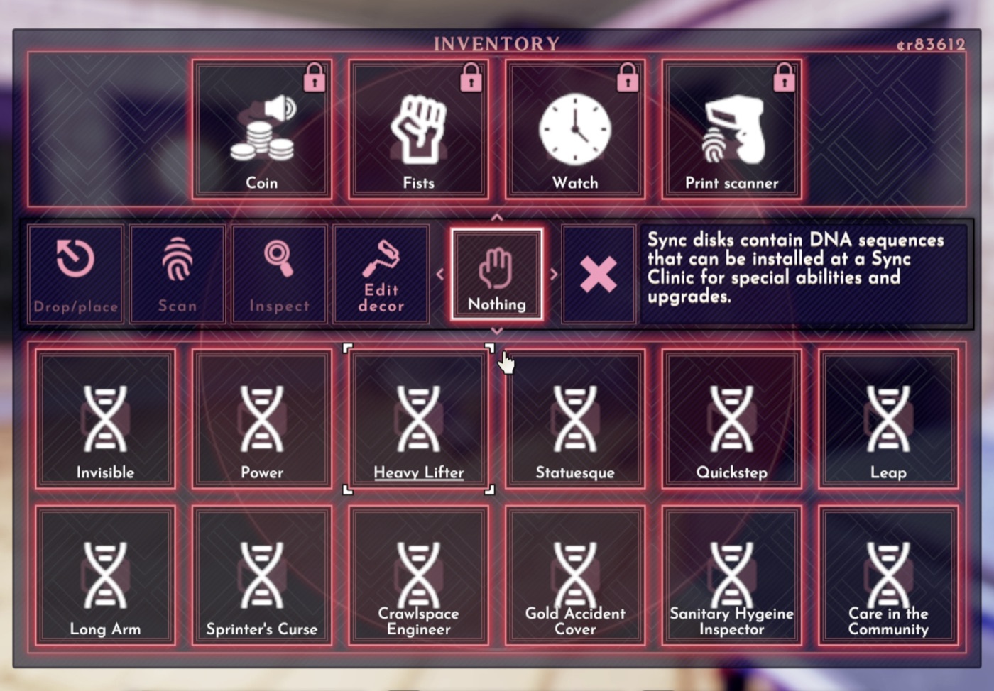 Inventory squares showing real sync disk names