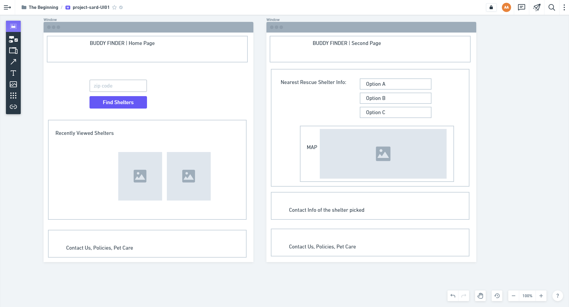 Project Buddy Finder's Wireframe