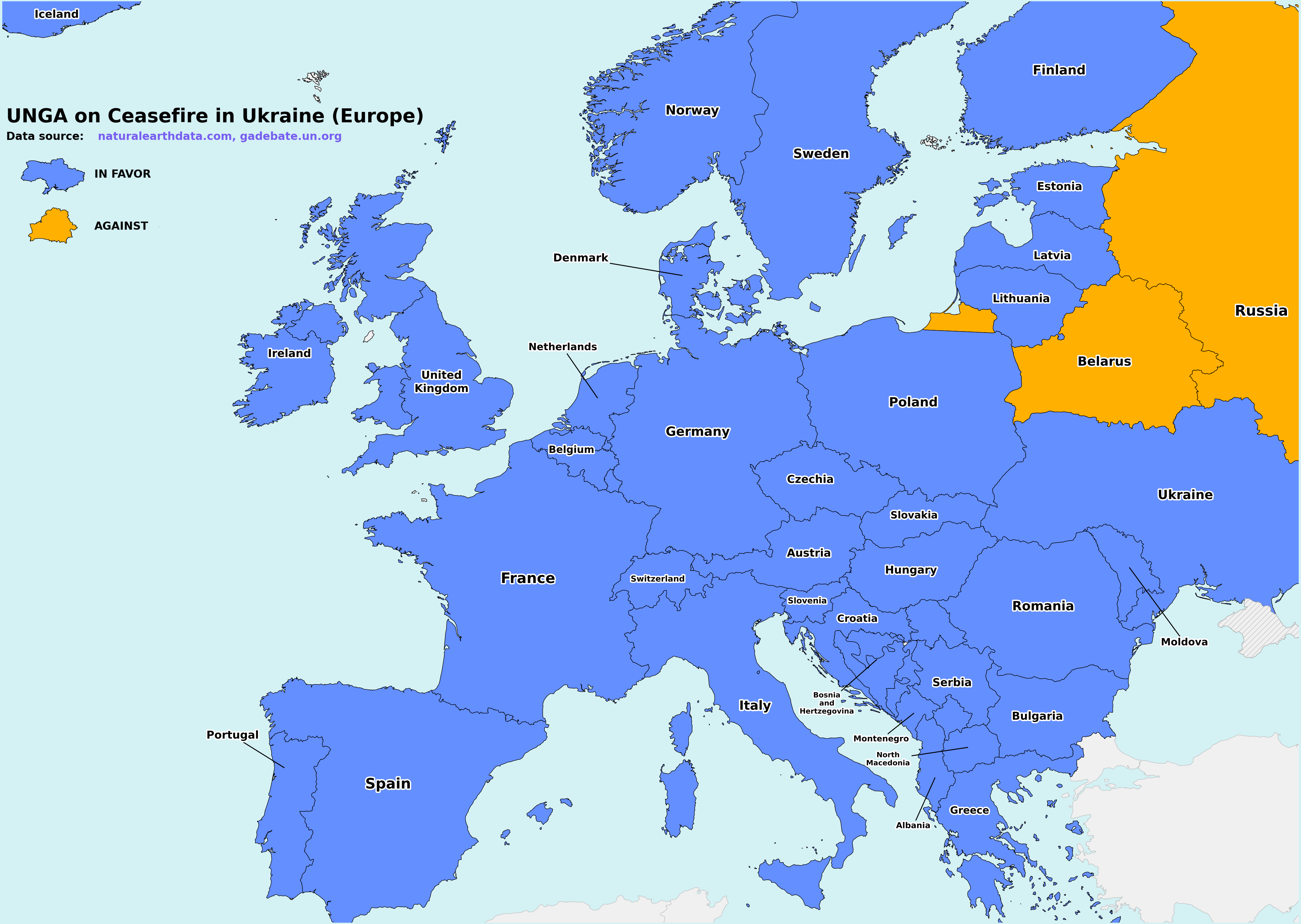 Map of Europe Ukraine votes