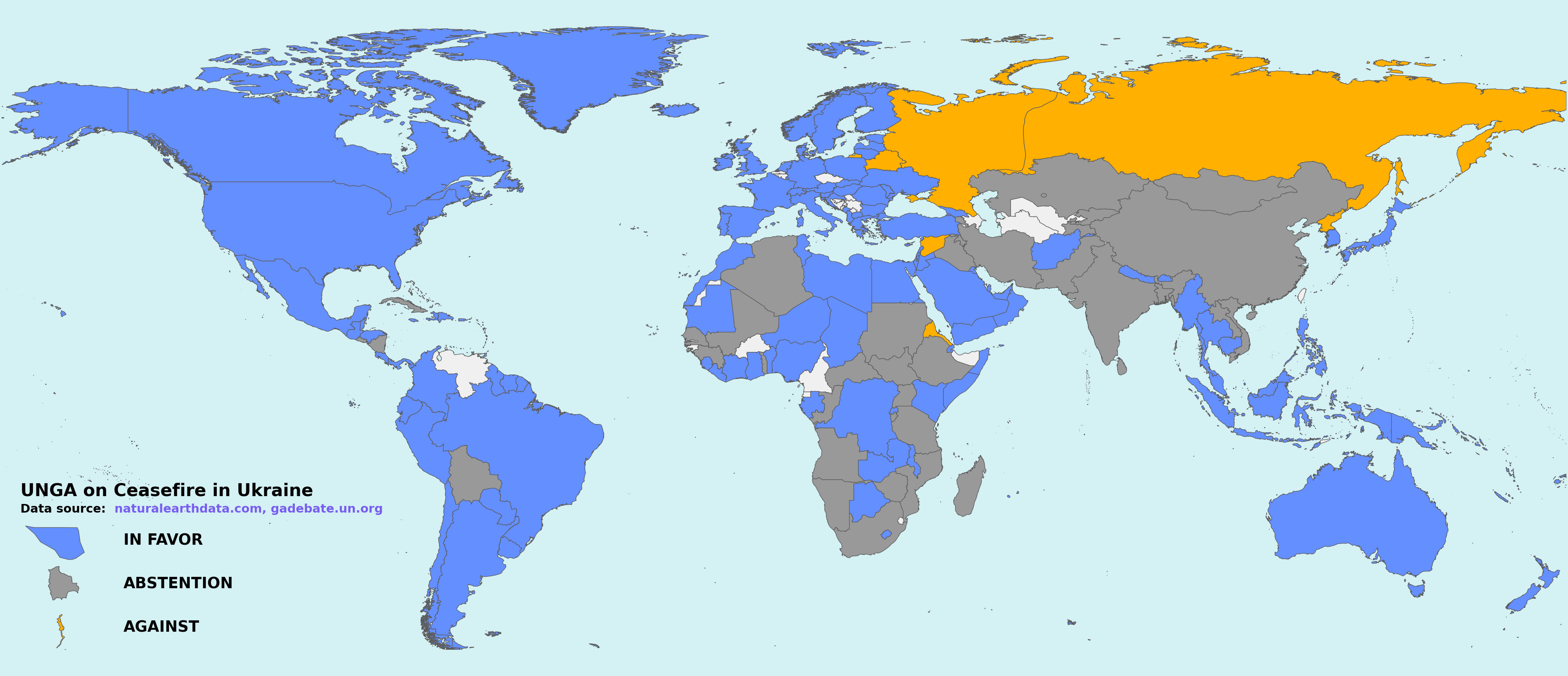 Map of world Ukraine votes