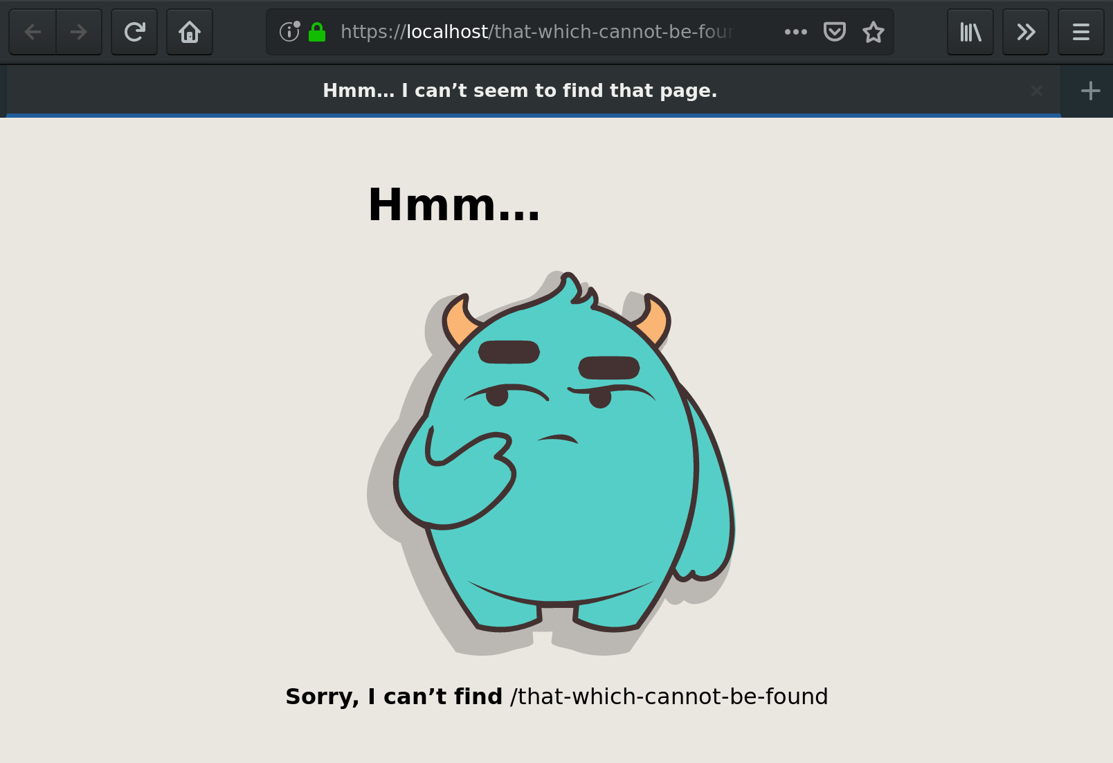 Screenshot of the custom 404 error page included in the unit tests
