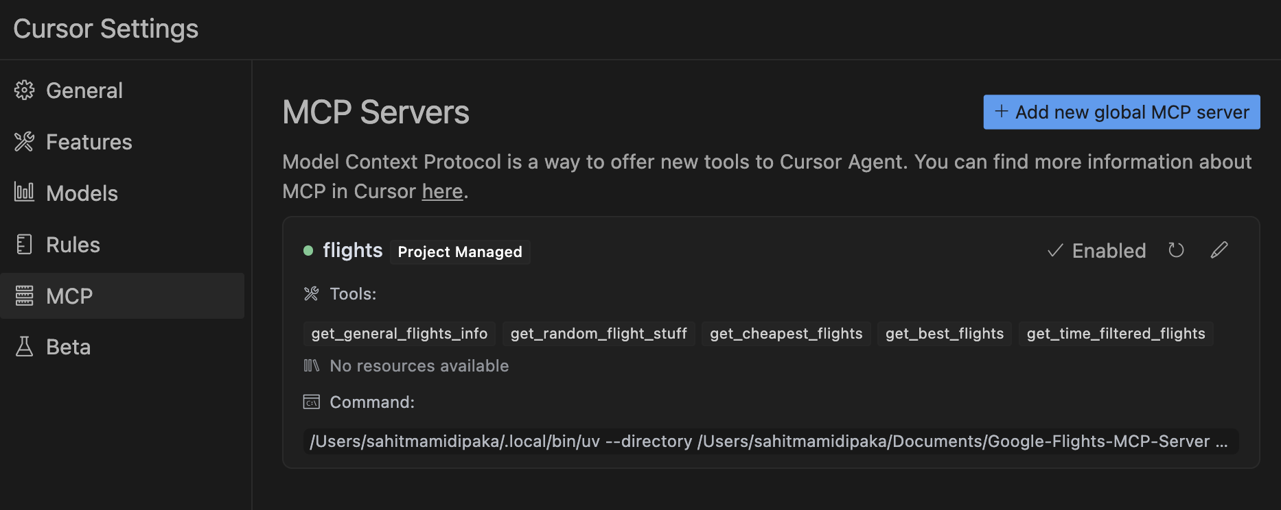 Cursor Flights MCP Image
