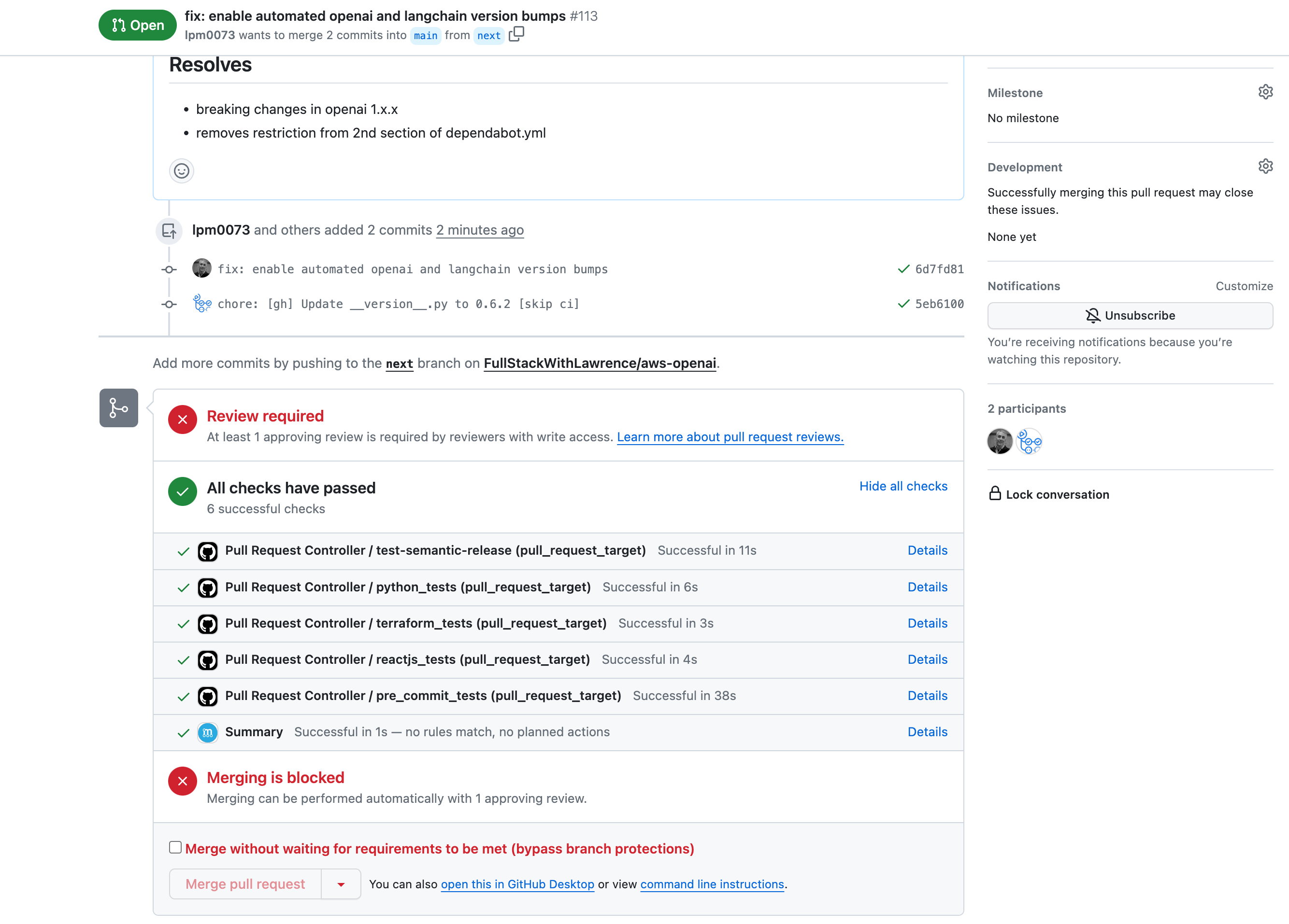 Automated pull request