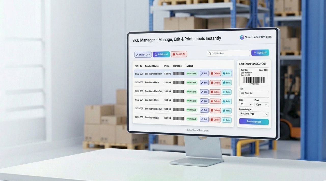 Enterprise SKU Database Manager with category-wise product listings