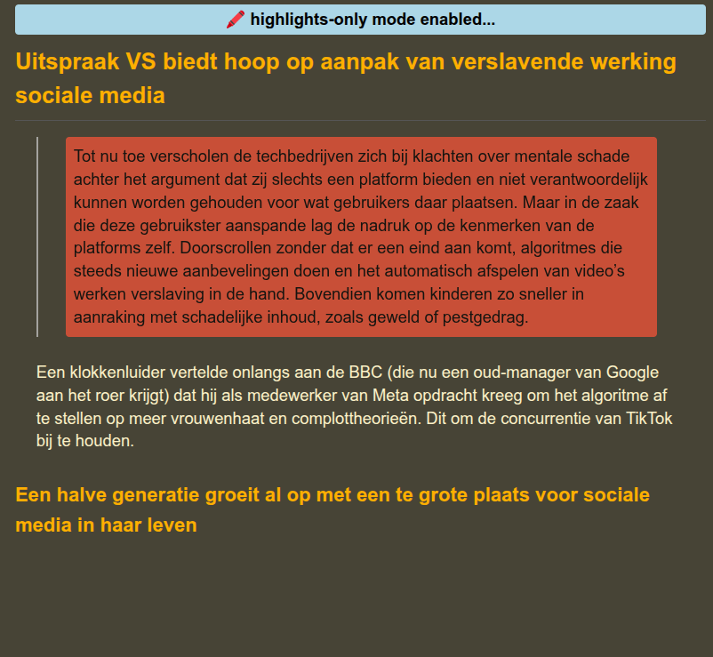 Default look of note with hilights-mode enabled