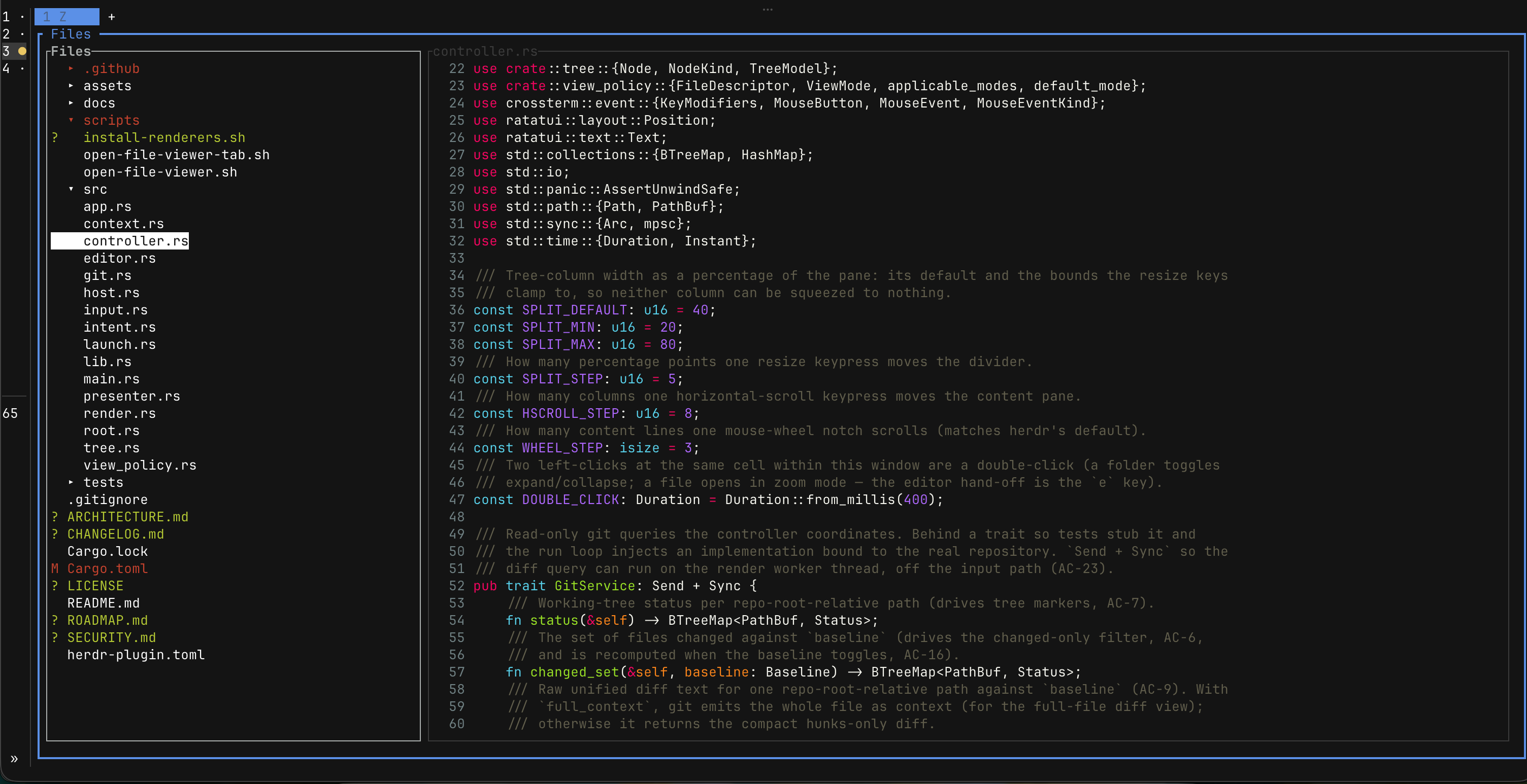 herdr-file-viewer running full-screen