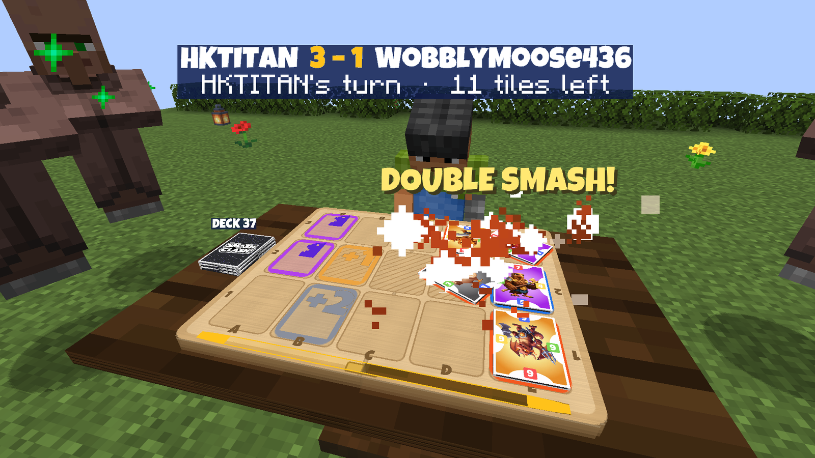 Smash&Clash on a table in a Minecraft world