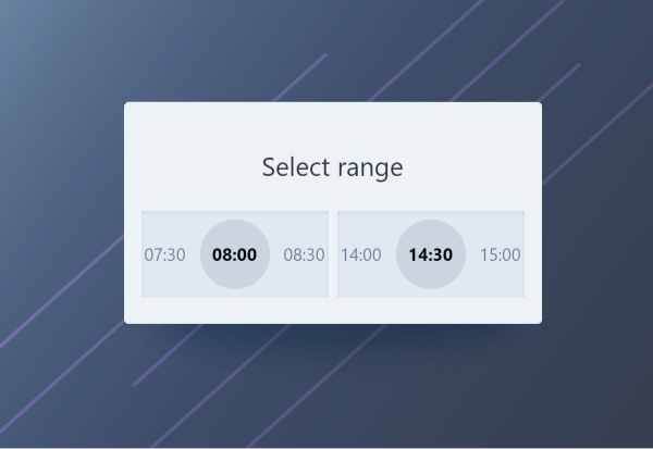 Screenshot showing a a time-select component