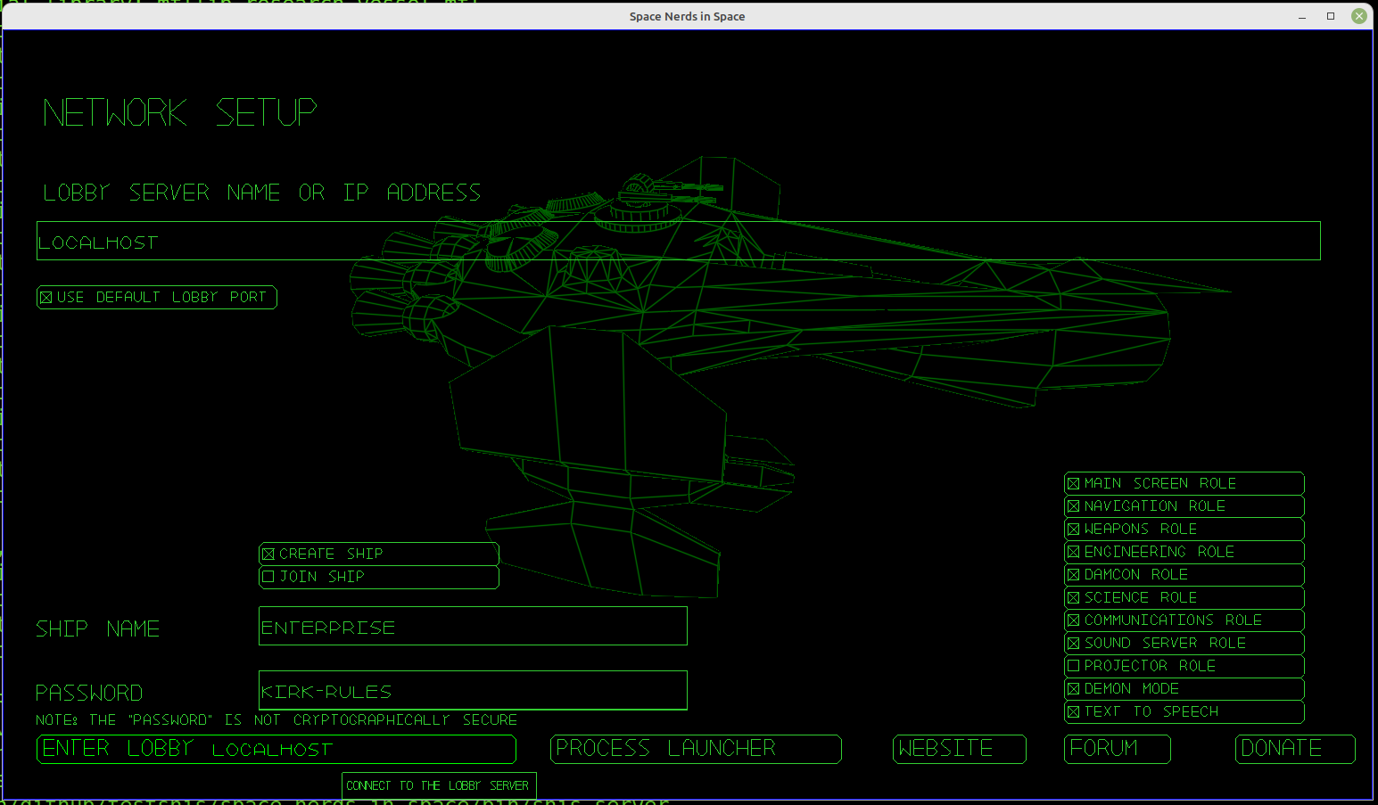 Network Setup screen