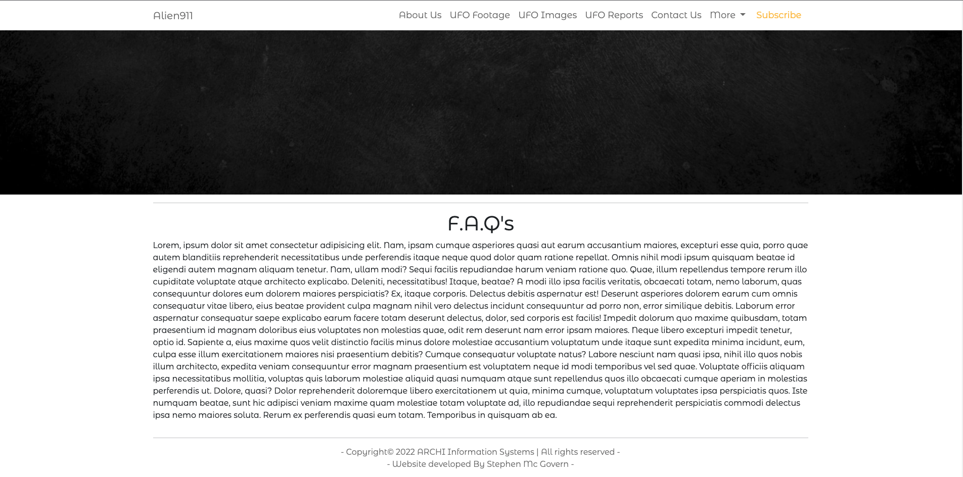 Image of F.A.Q page scrolled down