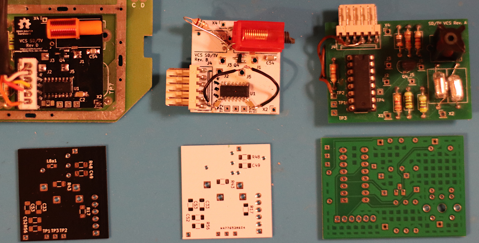 Some revisions of the vcsboard. First revision still using the original Atari 2600 Junior components