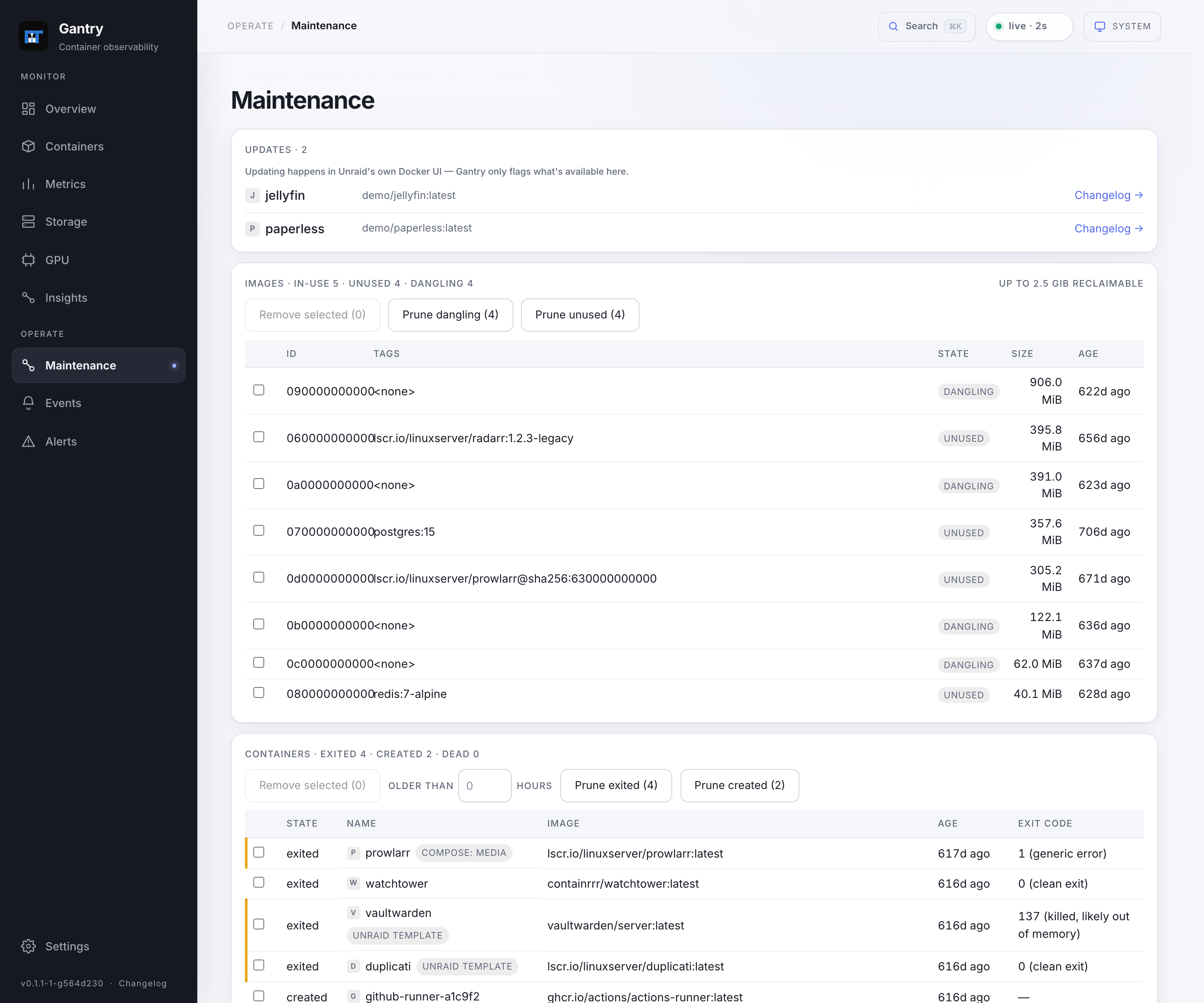 Maintenance: image and container cleanup