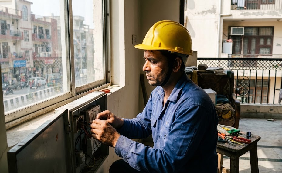 Electrician at work