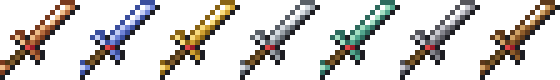the sword recolored into seven materials