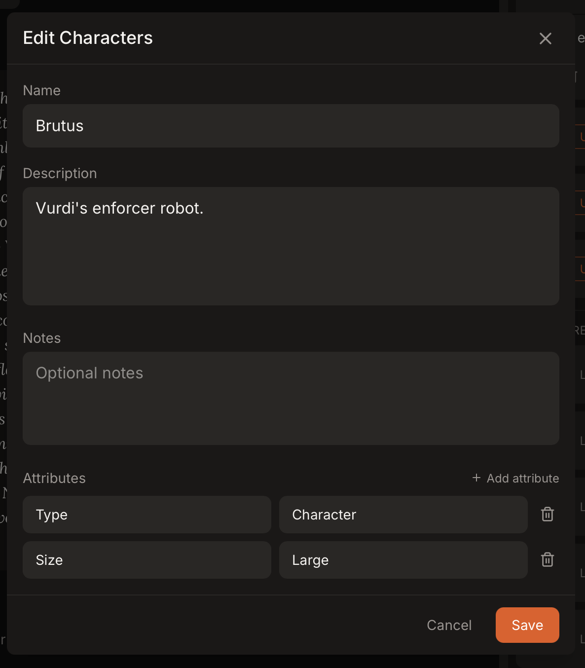 Screenshot: Reference edit dialog