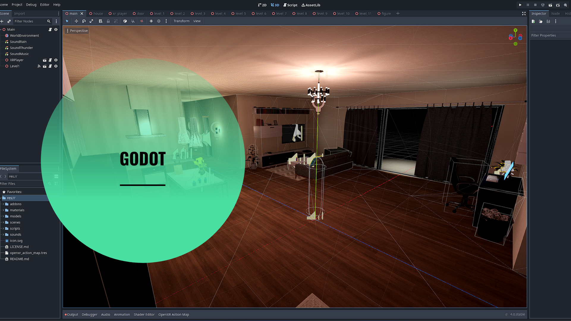 image of the godot editor