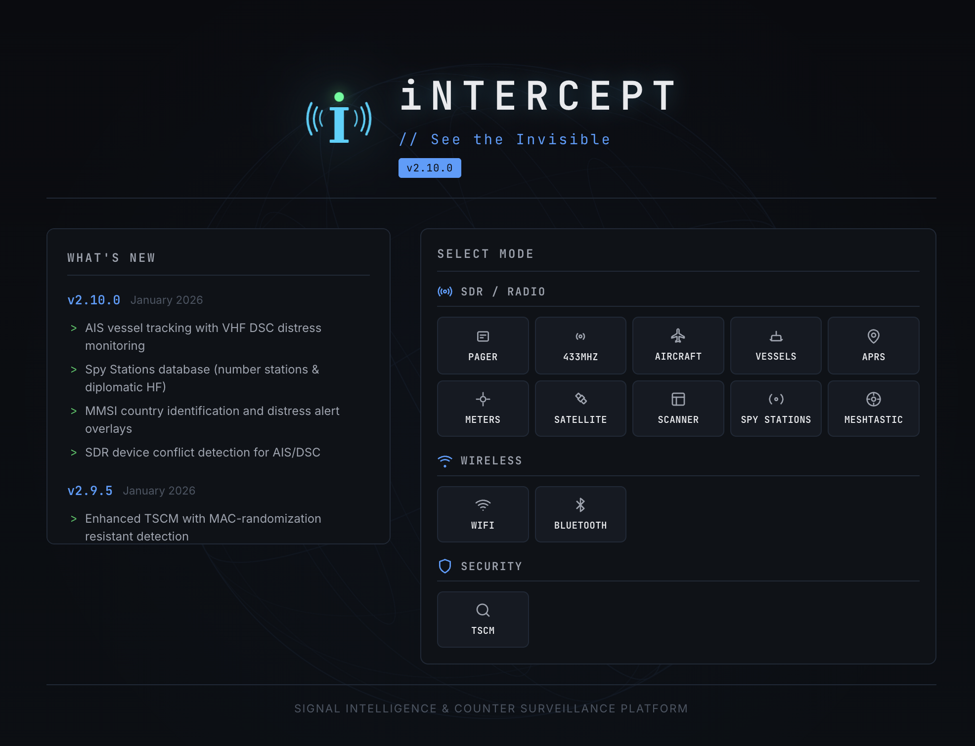INTERCEPT — Interface Principale