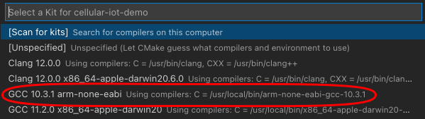 Select a kit in VSCode