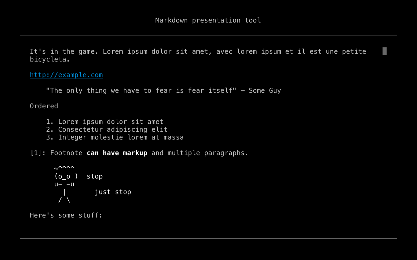 MDV: markdown presentation tool screenshot
