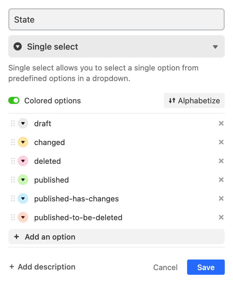 Airtable State Field