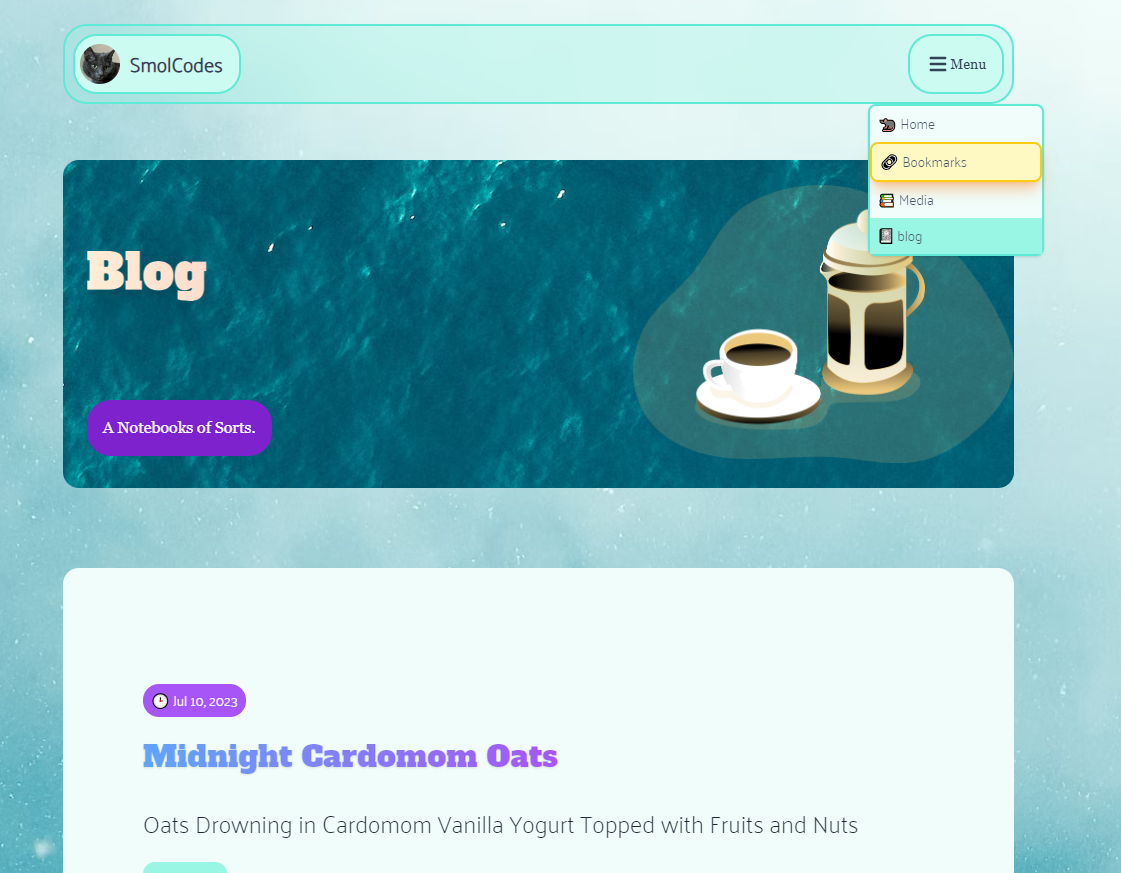 GitHub - smolcodes/bluetheme: This is the theme for V 5 of my blog
